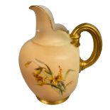 Royal Worcester ewer decorated with flowers possibly by Edward Raby