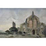 John Saville (British Contemporary), The remains of Binham Priory, watercolour, signed, framed and