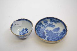 Pearl Ware tea bowl and saucer with printed design