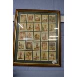 Framed group of cigarette cards, Monuments and Religious Subjects