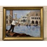 David Baxter (British, contemporary), Venetian Gondolier, oil on board, signed, 15x19ins, gilt