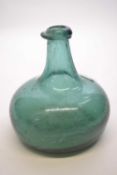 Vintage green glazed bottle of onion shape