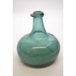 Vintage green glazed bottle of onion shape