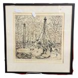 Vera K. Wheeler, signed etching 'The Giants Stride', mounted, framed and glazed.