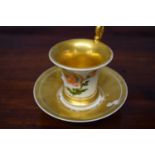Continental porcelain cup and saucer Empire style