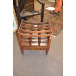 19th Century mahogany and rosewood Canterbury magazine rack of typical form with four sections, a