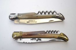 Two Laguiole pen knives with corkscrew fittings