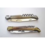 Two Laguiole pen knives with corkscrew fittings