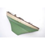 Antique pond yacht with green and cream painted body, no makers mark apparent, 48cm long