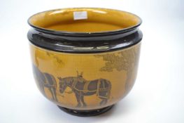 Large Royal Doulton Series ware jardiniere, D2777, decorated with shire horses, 23cm high