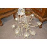 Early 20th Century glass mounted eight branch chandelier, 70 cm wide (a/f)