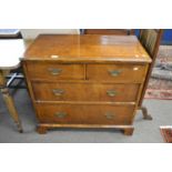 Early 18th Century walnut veneered chest of two short and two long drawers fitted with brass swan