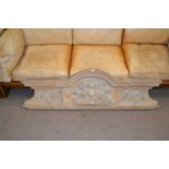 Adam style limed and carved pine door pediment with trailing floral decoration, 134cm wide