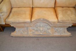 Adam style limed and carved pine door pediment with trailing floral decoration, 134cm wide