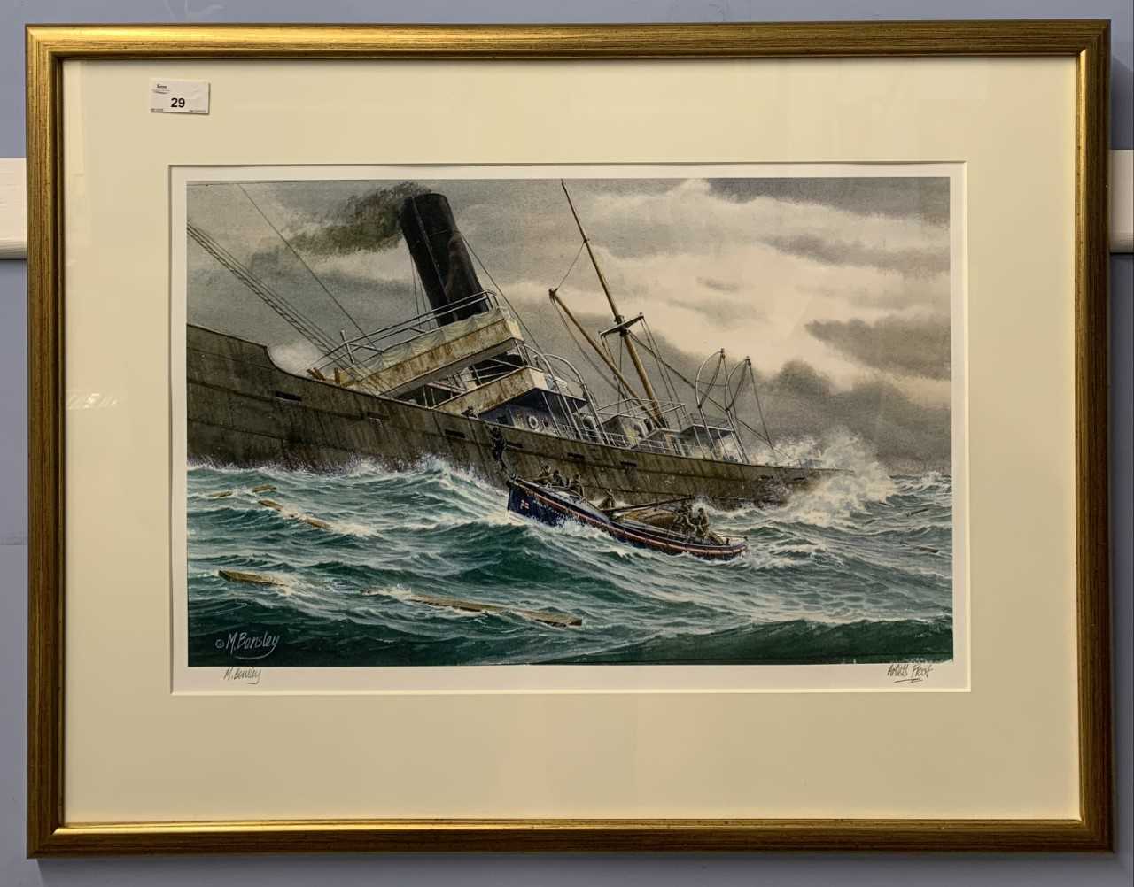 Michael Bensley (British,B.1959), The ANLB Foresters ship rescue, chromolithograph, artist's