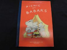 LAURENCE DE BRUNHOFF: PICNIC AT BABAR'S, London, Methuen, 1950, first edition, folio, original cloth