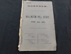 NORFOLK WALLINGTON HALL ESTATE JUNE 21ST 1907, Bidwell & Sons, sale particulars, 6 folding part