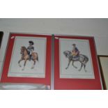 Pair of coloured prints, military figures
