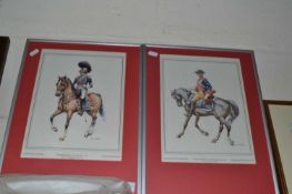 Pair of coloured prints, military figures