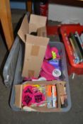 One box of various drinks bottles, luggage tags etc