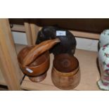 Mixed Lot: Model elephant, various wooden bowls etc