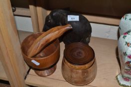 Mixed Lot: Model elephant, various wooden bowls etc