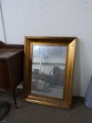 20th Century rectangular bevelled wall mirror in gilt finish frame