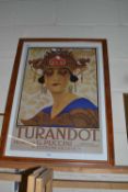 Coloured print Turandot, framed and glazed