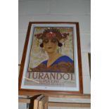 Coloured print Turandot, framed and glazed