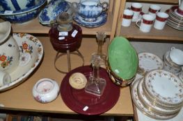 Mixed Lot: Oil lamp and various assorted ceramics