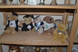 Collection of various University and other teddy bears