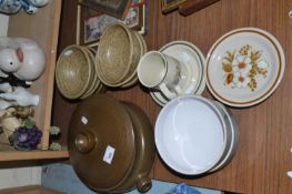 Mixed Lot: Various pottery bowls, tea wares, casserole dish etc