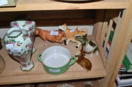 Mixed Lot: A pair of pheasant pattern vases, various animal ornaments etc