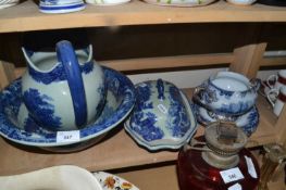 Reproduction ironstone wash bowl and jug and other assorted ceramics