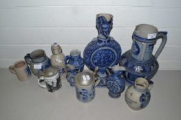 Mixed Lot: German stone ware jugs, mugs and other similar items to include Westerwald examples