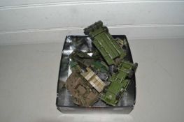A collection of toy military vehicles to include Dinky and others