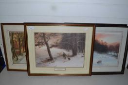 Joseph Farquharson - three coloured prints, framed and glazed