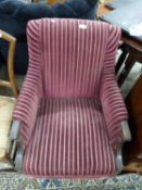 Edwardian red upholstered armchair