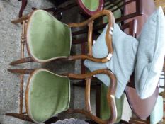 A pair of Victorian bedroom chairs and associated cushions