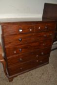Victorian mahogany chest of two short and four long drawers fitted with turned knob handles (a/f)