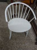 Cream painted stick back chair possibly Ercol