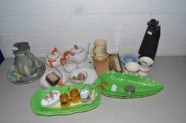 Mixed Lot: Continental tea set with tray, various leaf formed dishes, Jasper Ware jug and other