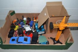 Box of various assorted toy vehicles