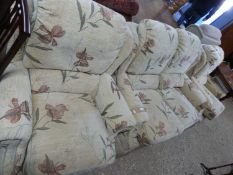 Floral upholstered three piece suite