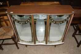 Retro mid Century china display cabinet with decorated glass doors