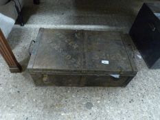 Vintage metal trunk marked 'Officers Workshop'