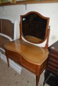 Edwardian mahogany and inlaid dressing table with shield shaped mirrored back