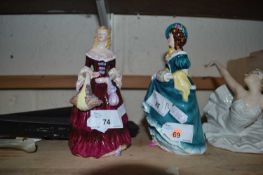 Mixed Lot: Two Coalport figurines together with a Wallendorf model of a ballerina