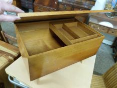 Oak flip top sewing box