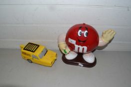 Novelty M&M's dispenser together with a Only Fools & Horses novelty teapot